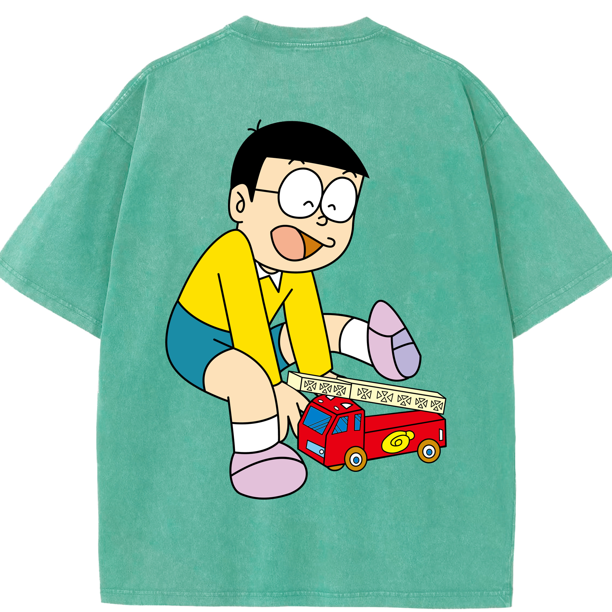 （画像用） ドラえもん 野比 のび太 Doraemon Nobita Nobi 綿100% ヴィンテージ風 半袖Tシャツ（背面プリント）